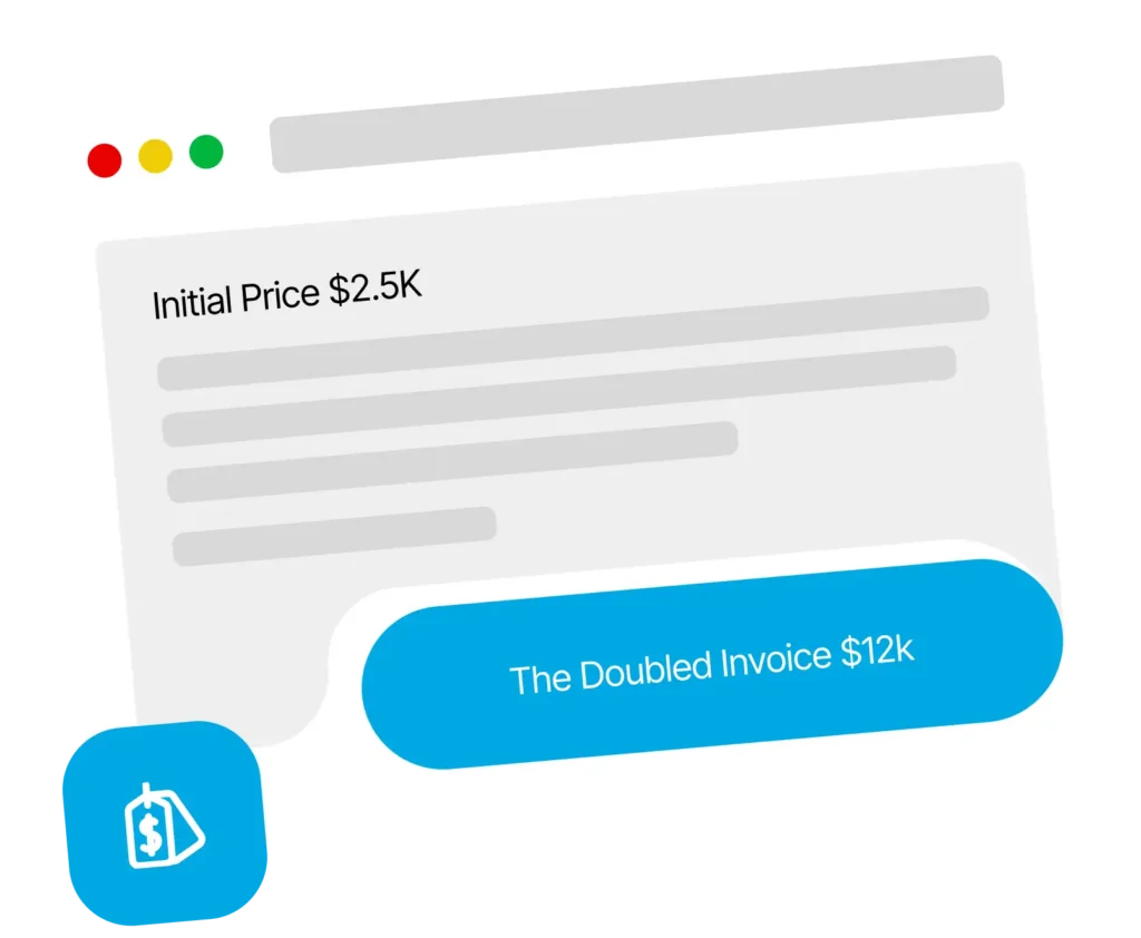 Two invoices side by side, the second much larger than the first