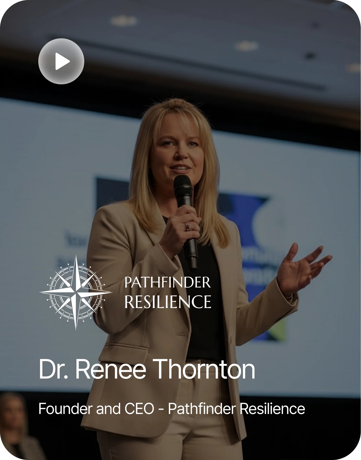 Dr. Renee Thornton, founder and CEO of Pathfinder Resilience, speaking on stage